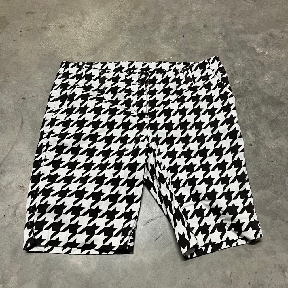 Loudmouth Golf Ladies Houndstooth Shorts Black White Size 6 Golfing Bermuda